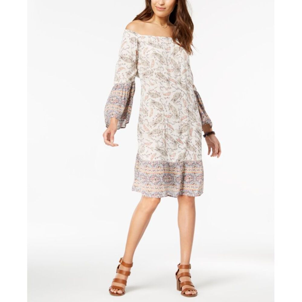 Style & Co Printed Off The Shoulder Dress